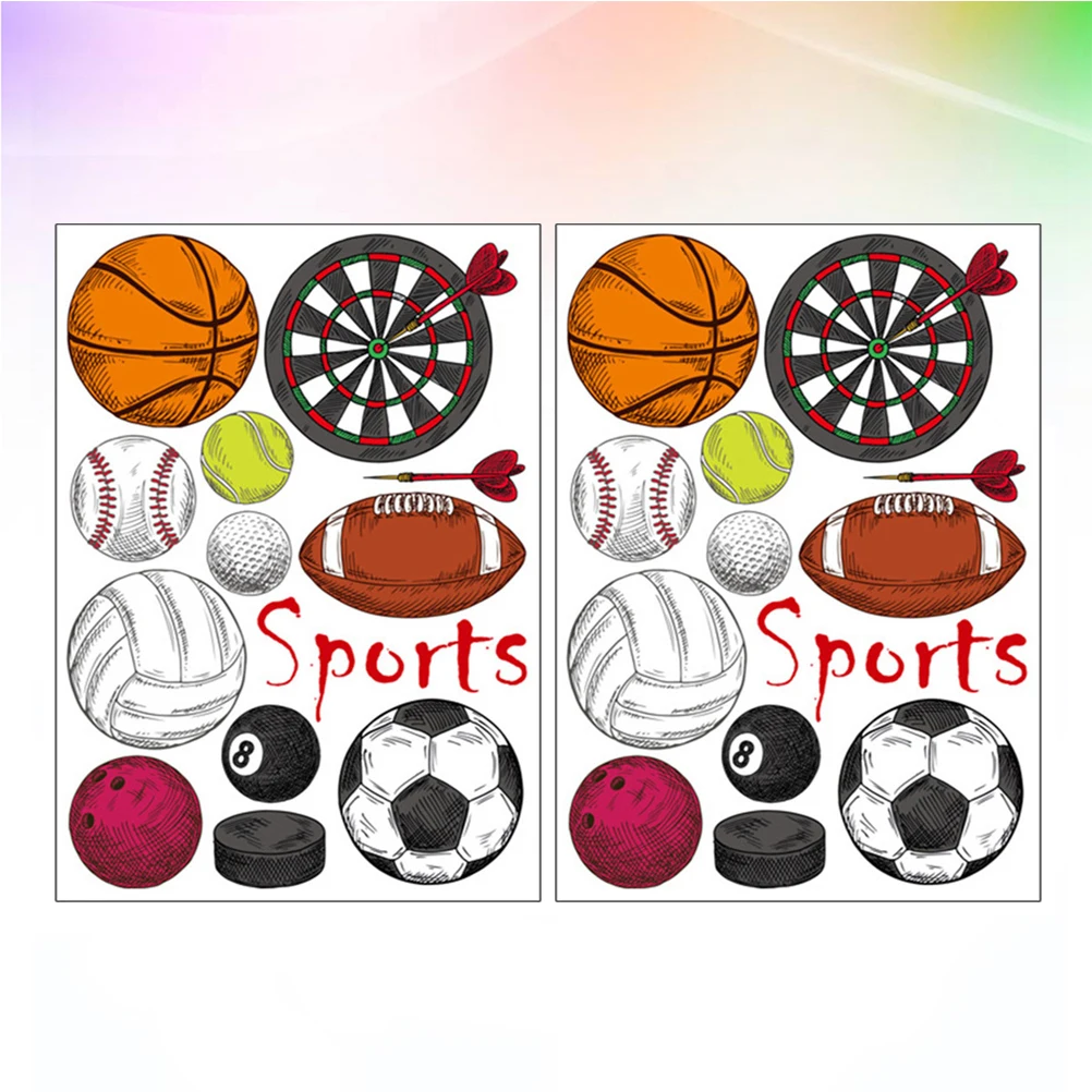 

Two Sheets 50x70cm Sports Wall Stickers Perfect For Bedroom Living Room Decoration Basketball Rugby Football Patterns