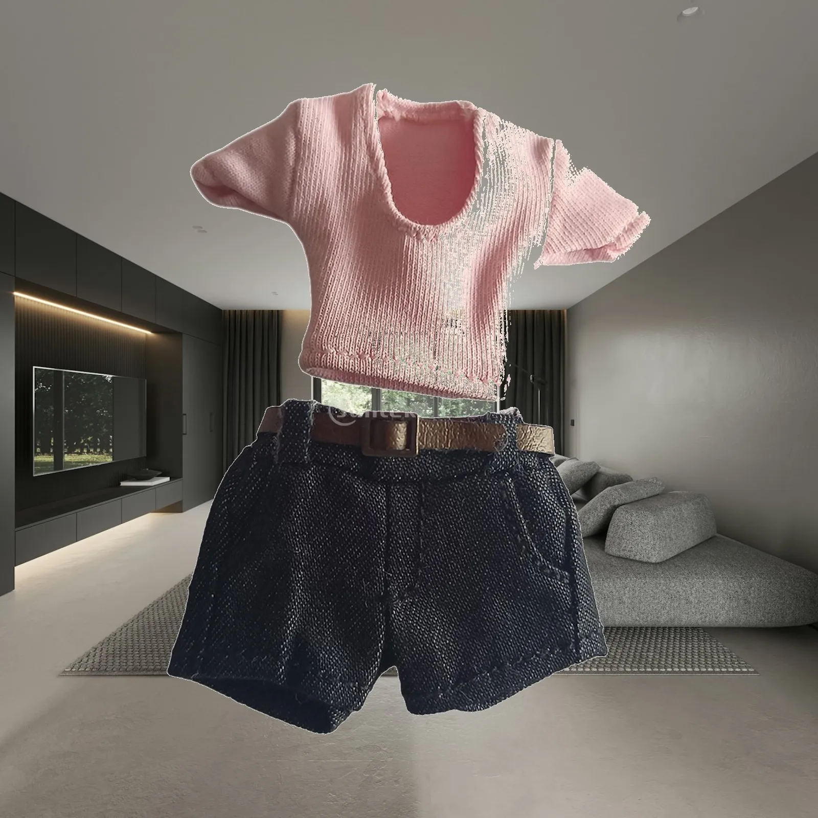 

1/12 Scale Action Figures Clothing with Belt Fashionable DIY Doll Dress up Action Figure Clothes for 6'' Female Figure Doll