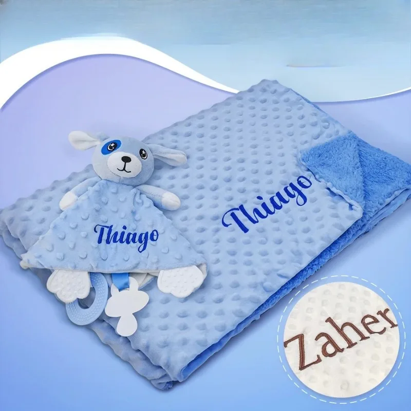 

Персонализированное детское одеяло, коляска для новорожденных, спальное одеяло с вышитыми животными, комфортное одеяло, подарочный набор