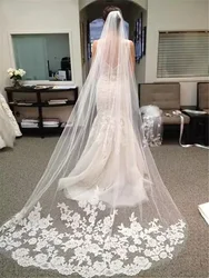 Wedding Veil Cathedral Lace Long Voile Mariage White Ivory Bride Wedding Accessories One-layer 3meters Veu De Noiva L
