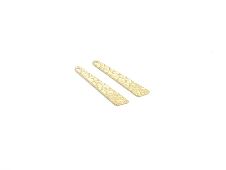 20pcs Hammered Stick Earring Charms, Bar Brass Findings, 27.7x5.3x0.85mm, Necklace Pendant, Jewelry Making R2459