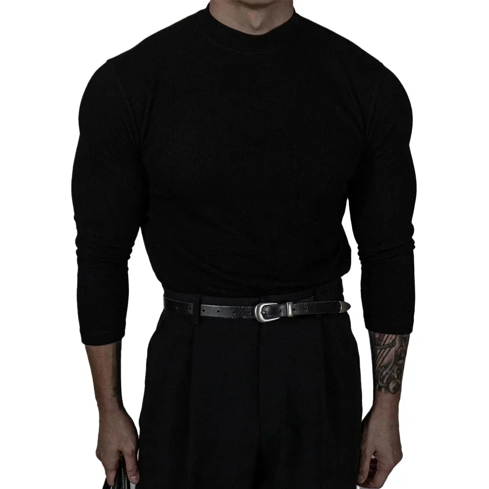 

Casual Outings Black Fitness Sports Tops Fitness Sports Tops Ribbed T-Shirt Brand New Condition Mock Neck Design