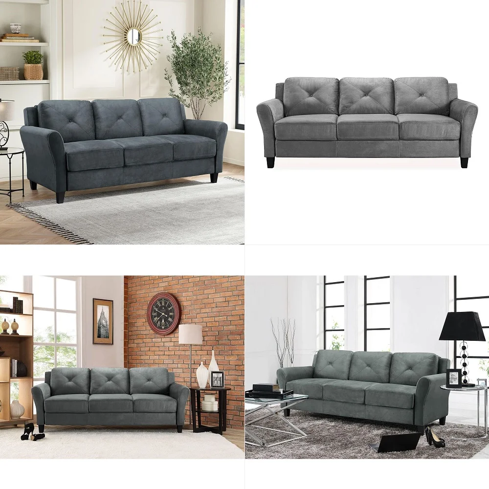 

Harrington 80.3 Sofa, Transitional Modern, Pocket Coil Comfort, Easy Assembly, Microfiber Fabric, Dark Grey