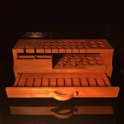 DIY Handmade Leathercraft Carving Cutting Tools High-End Elmwood Storage Rack Multi-Functional Practical Leather Tool Holder