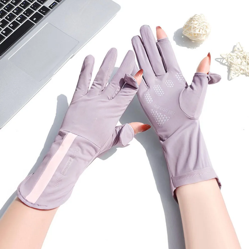

Summer Sunscreen Gloves Ultrathin Ice Silk Breathable Gloves Outdoor Riding Gloves Non-slip Driving Mittens Touch Screen Mittens