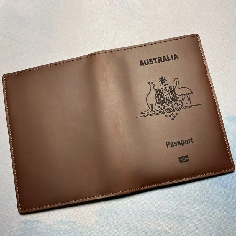 Personalized Australian Passport Holder Wallet Cowhide Australian Passport Covers Travel Wallet Full Leather Travel Accessories