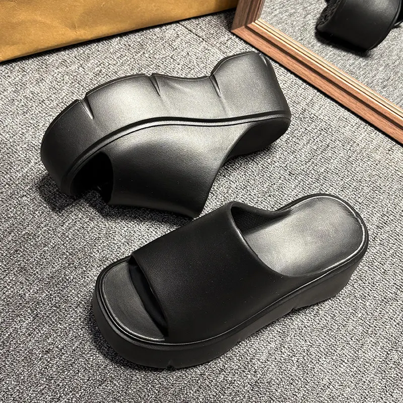 ZUOFU Thick Sole Sandals for Women EVA Platform Slippers Non Slip Beach Sandals Summer Lady Slides Soft Wedge Heel Home Footwear image 2