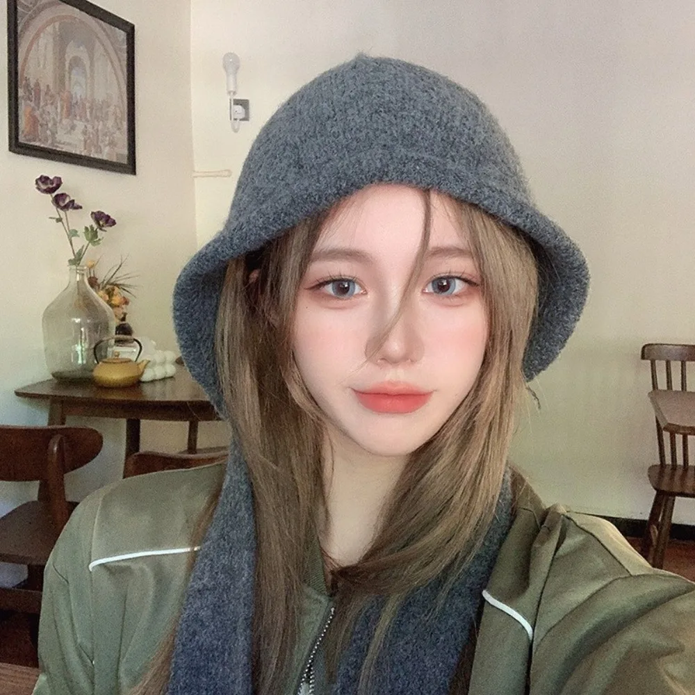 

Ins Knitted Balaclava Hat Thicken Warm Strap Bow Pullover Cap Windproof Retro Beanies for Outdoor Cycling Skiing