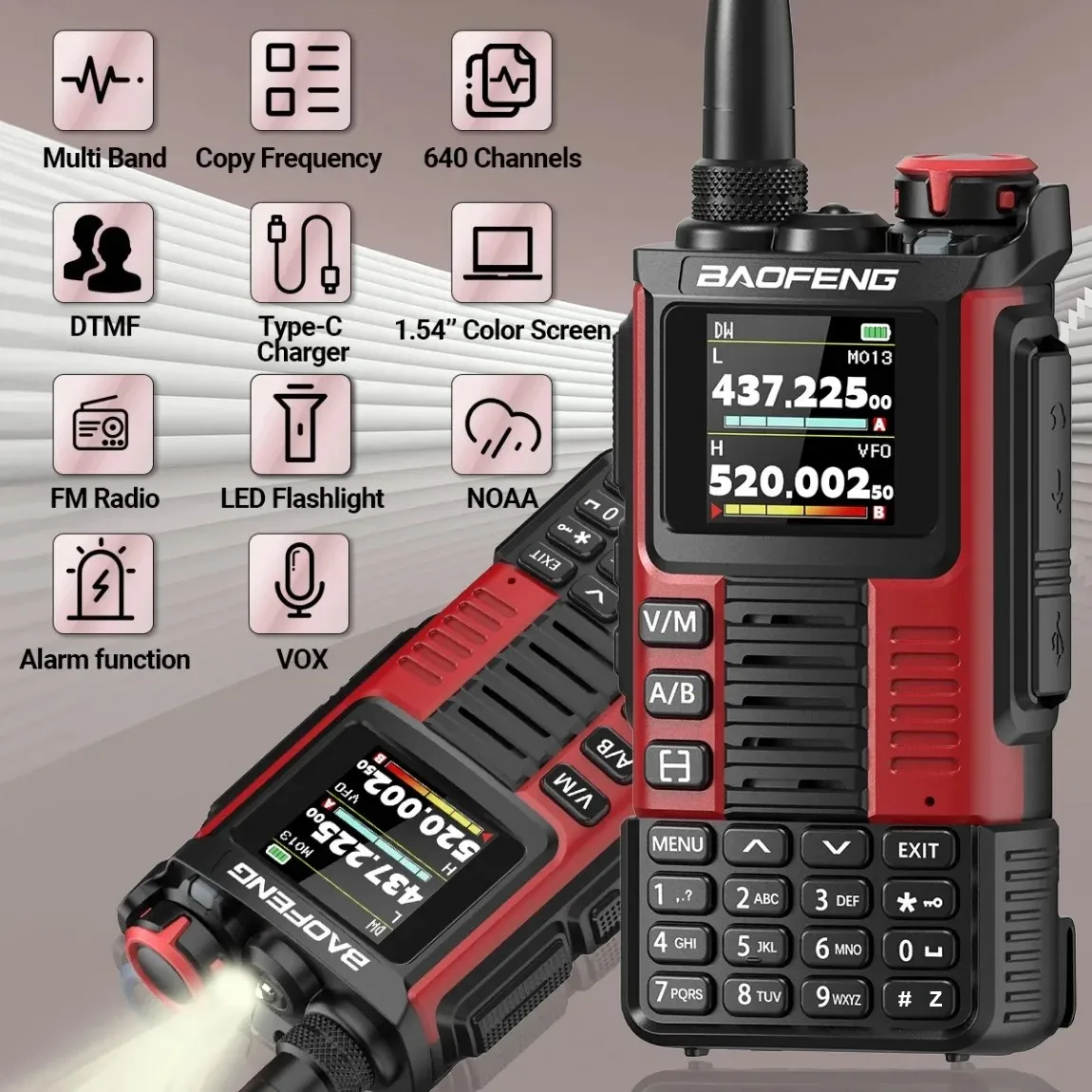 Baofeng UV-K67 PRO Walkie Talkies Long Range Multi Band DTMF Wireless Copy Frequency 640CH NOAA Typ-C Ham Two Way Radio UV-5R