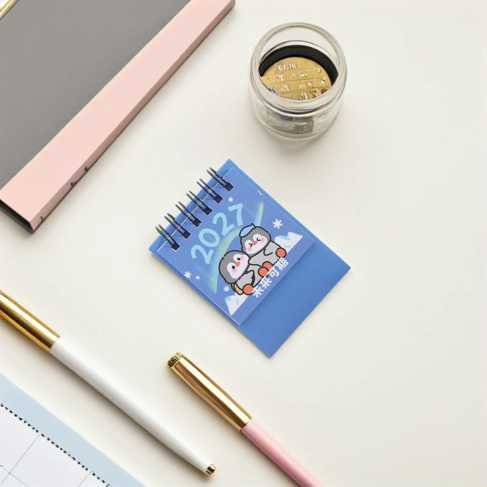 Slim Mini Desk Calendar for Workspace Home Office Decoration Compact Table Calendar with Readable Numbers and Sleek Finish