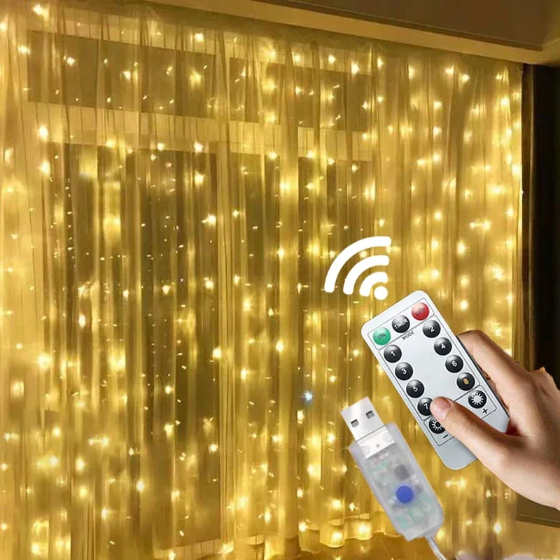 

3M LED Curtain String Light Christmas Fairy Lights Garland Icicle Lights for Wedding Party Home Garden Decoration Luces