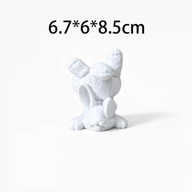 3D Printed White Handstand Bunny Figurine Cute Upside Down Fluffy Rabbit Sculpture Mini Animal Statue Desktop Ornament