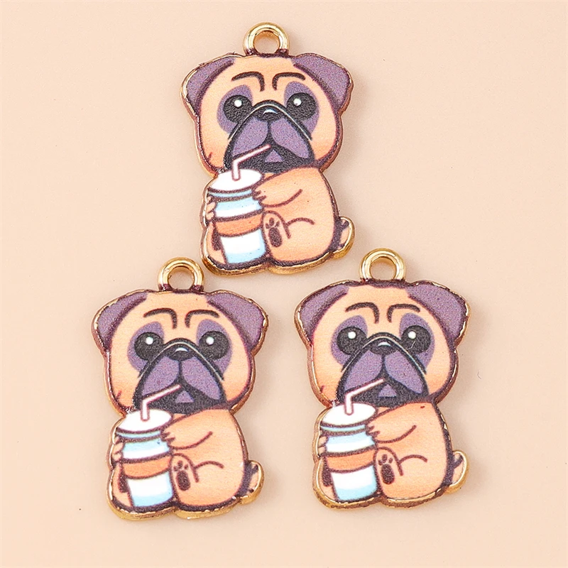 20 Stück 15x22mm Cartoon-Tieranhänger, emaillierte Hunde-Anhänger für die Schmuckherstellung, Ohrringe, Halsketten, DIY-Bastelzubehör – Detail 6