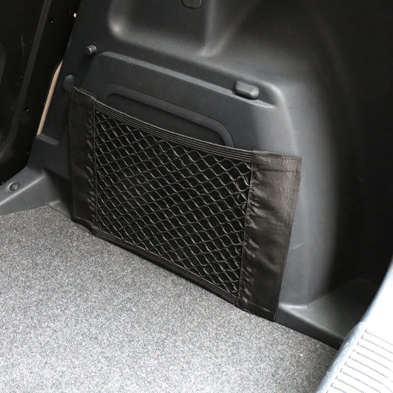 2-Layer Car Trunk Mesh Organizer 40x25cm Durable Storage Net Bag with Adjustable Straps Vehicle Accessories for Cargo Management