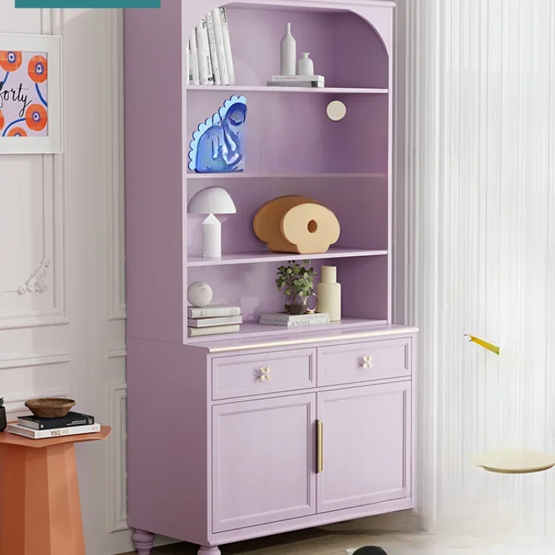 

Bookcase living room display cabinet high value pink magazine cabinet purple floor high cabinet