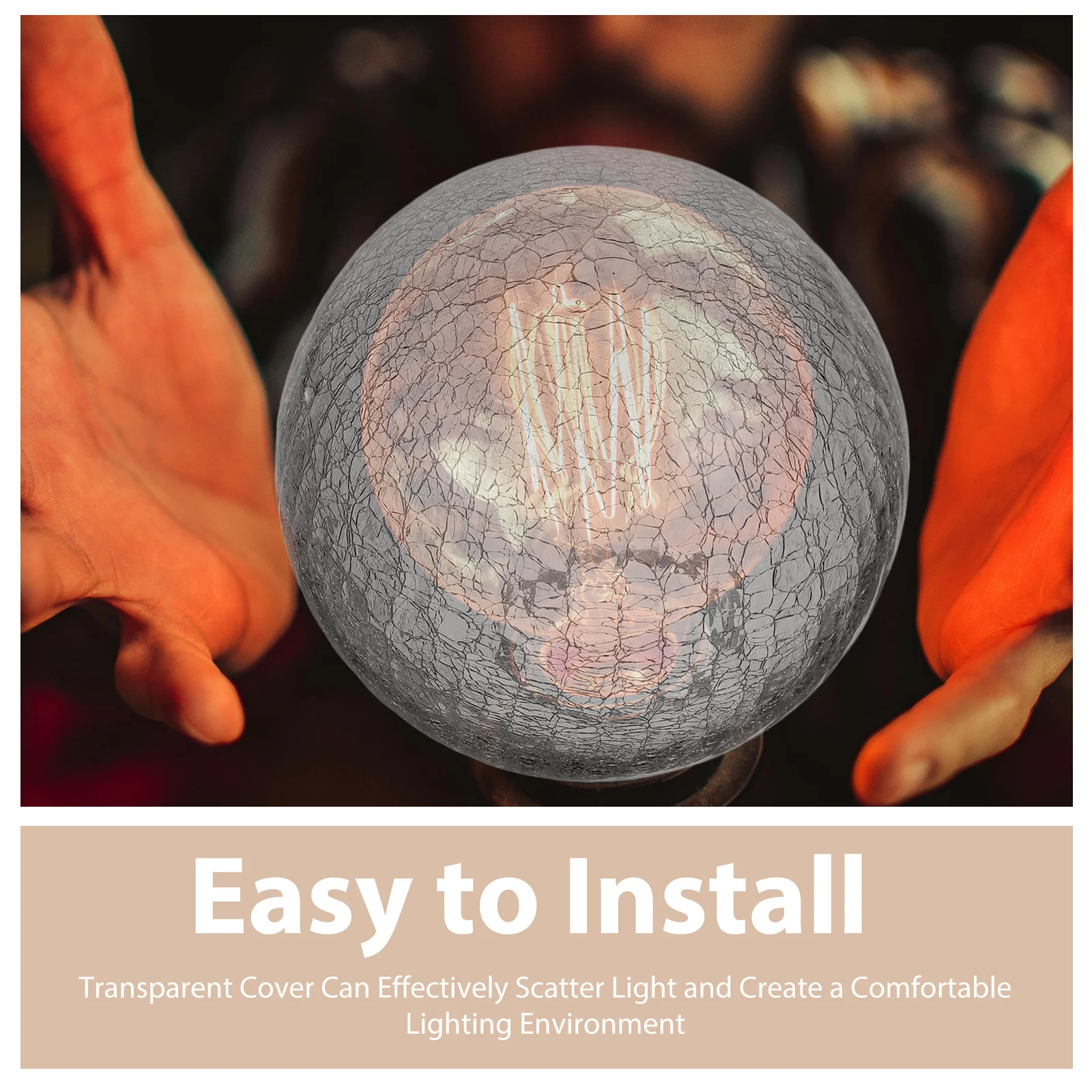 

Glass Lamp Shade Clear Round Cracked Cover Replacement Decorative Light Cover Soft Glow for Living Room Bedroom