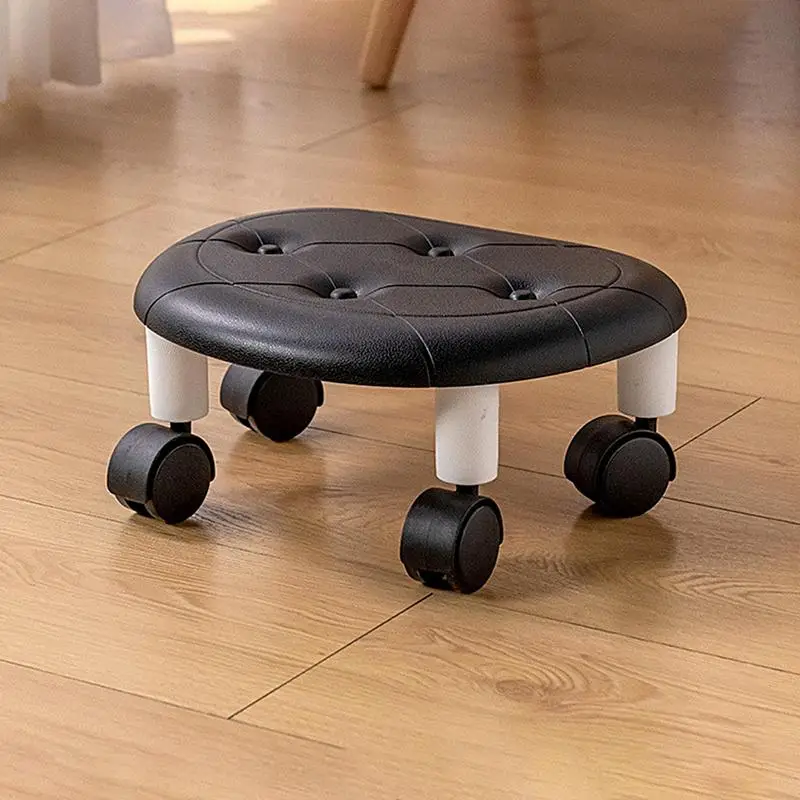 Low Rolling Stool Portable Pulley Wheel Round Stool Pedicure Chair Patio Low Stools 360Degree Rotating Accessory Ground for Home