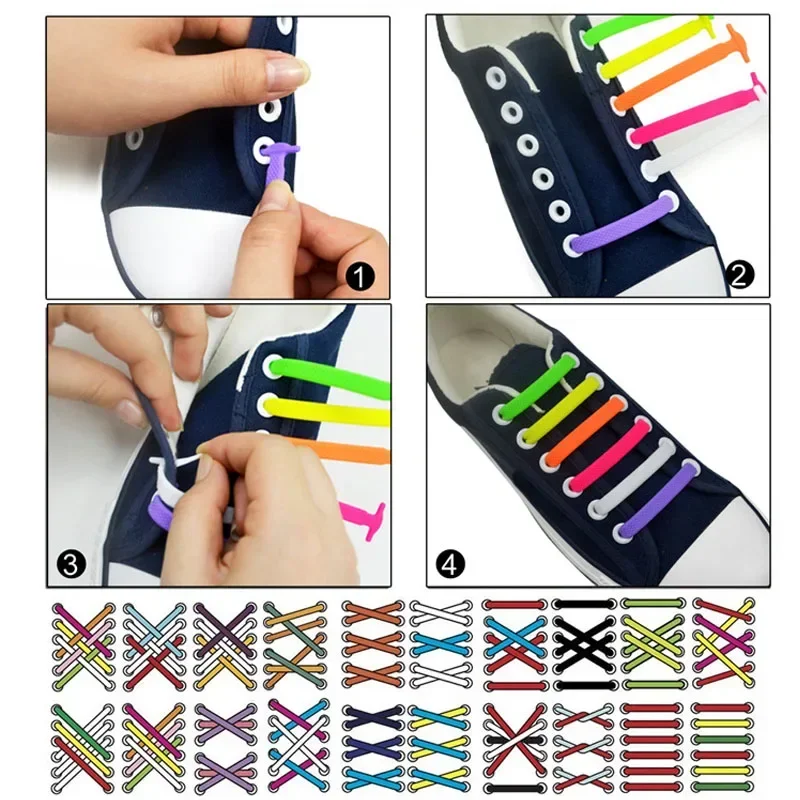 16 Stück Elastische Silikon-Schnürsenkel ohne Binden, Unisex Dehnbare Schuhbänder für Alle Sneaker, Modische Gummiband-Schnürsenkel – Detail 21
