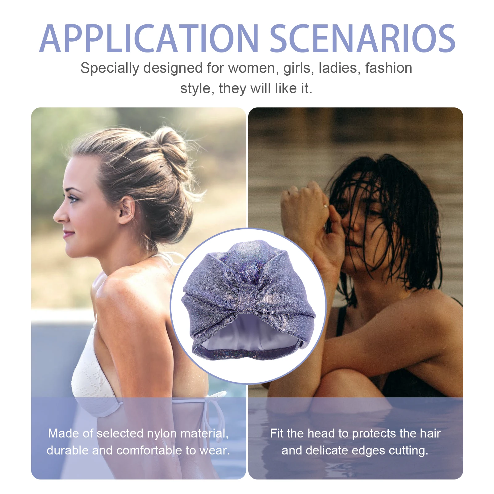

Swimming Hair Cap Bathing Woman Shower Caps for Women Turban Waterproof Ladies Womens Resistant