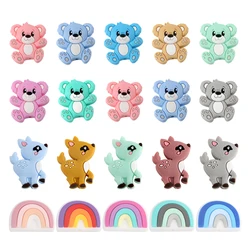Sunrony 10pcs Animals Deer Silicone Beads Rainbow Beads For Jewelry Making DIY Necklace Accessories