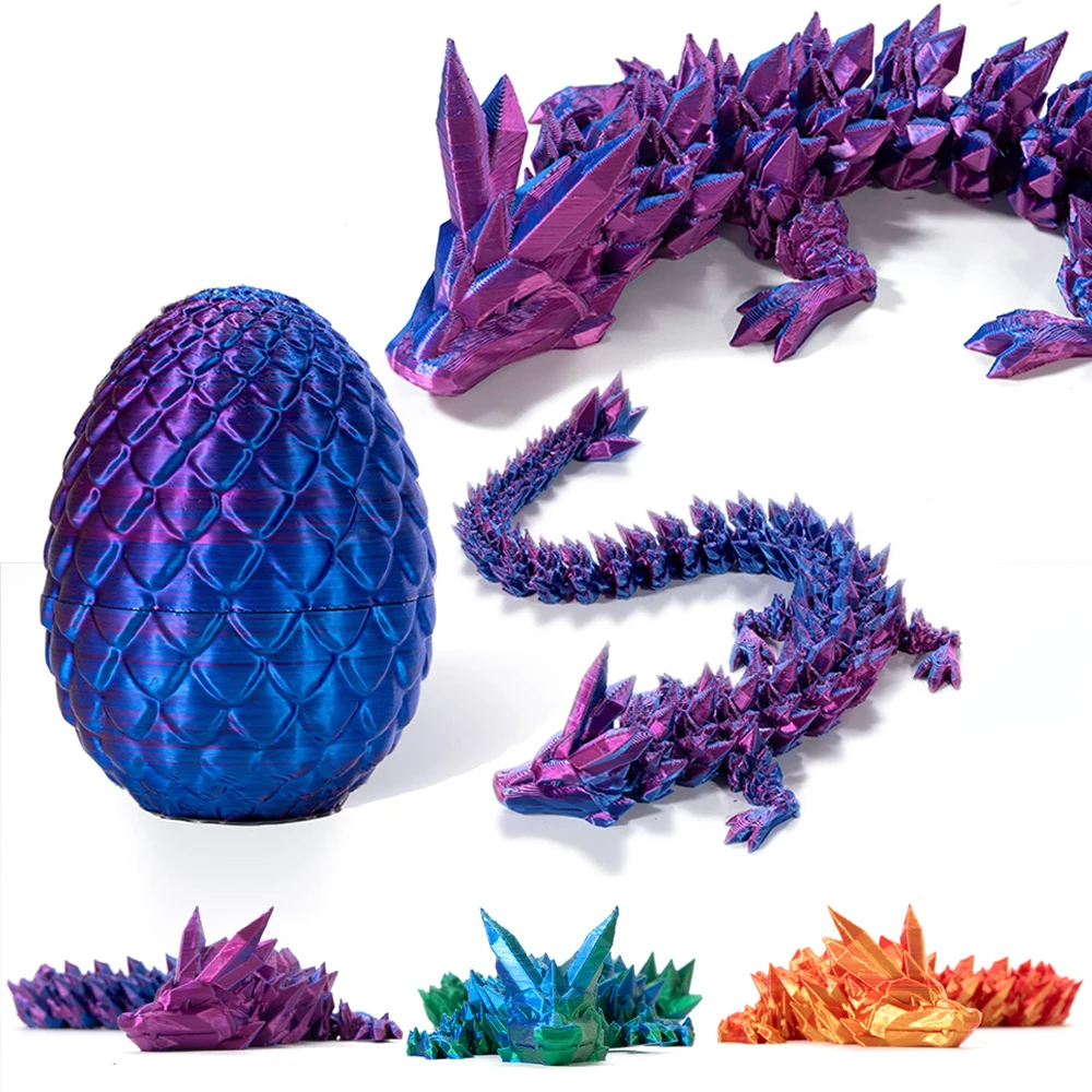 3D Printed Model Toys Wing Dragon Multi-joint Ornament Egg Kids Toys Realistic Animal Figures Decorative Desktop Boys Gifts Toy