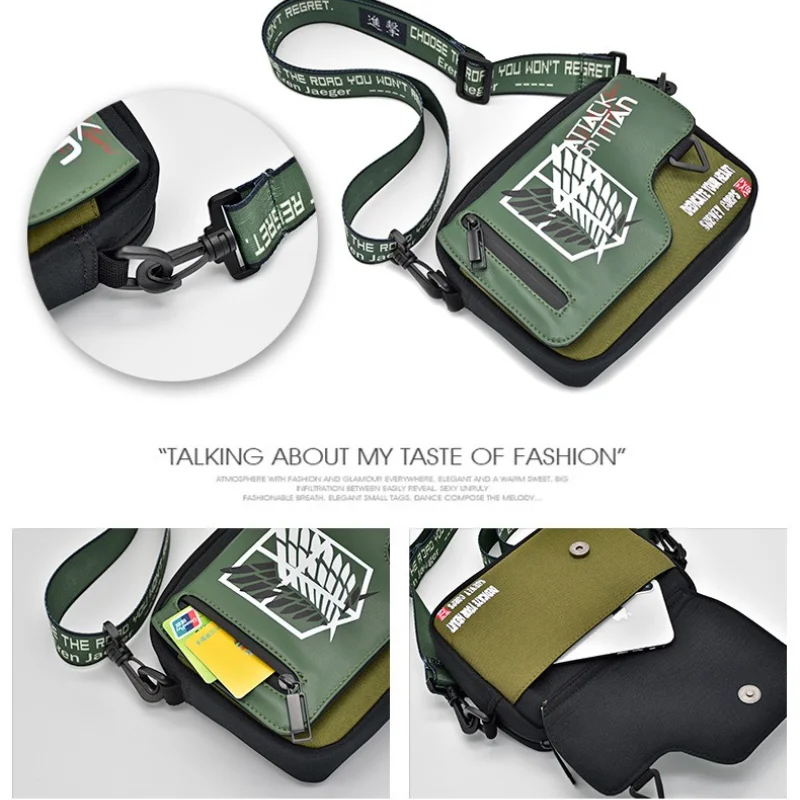 Tas Bahu Anime Attack On Titan Dompet Koin Gambar Anime Dompet Fashion Kanvas Luar Ruangan Tas Belanja Pria Laki-laki Hadiah Mainan