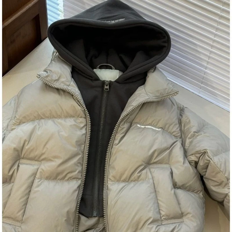 

2025 New Winter Style Children's Clothing Stylish Stand up Collar Fake Two-piece Thick Short Warm Jacket