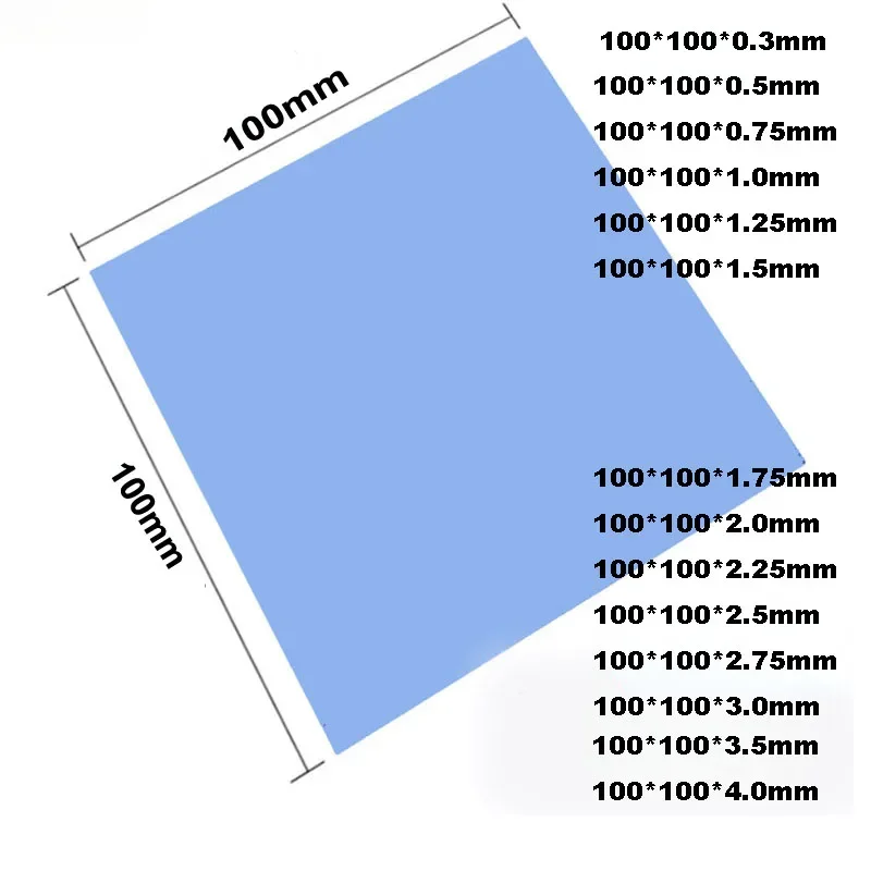 جديد لوحة حرارية 100X100 مللي متر GPU وحدة المعالجة المركزية محمول المبرد التبريد منصات حرارية اللوحة الأم سيليكون الشحوم الوسادة termмоkladка 6.0 واط/mK