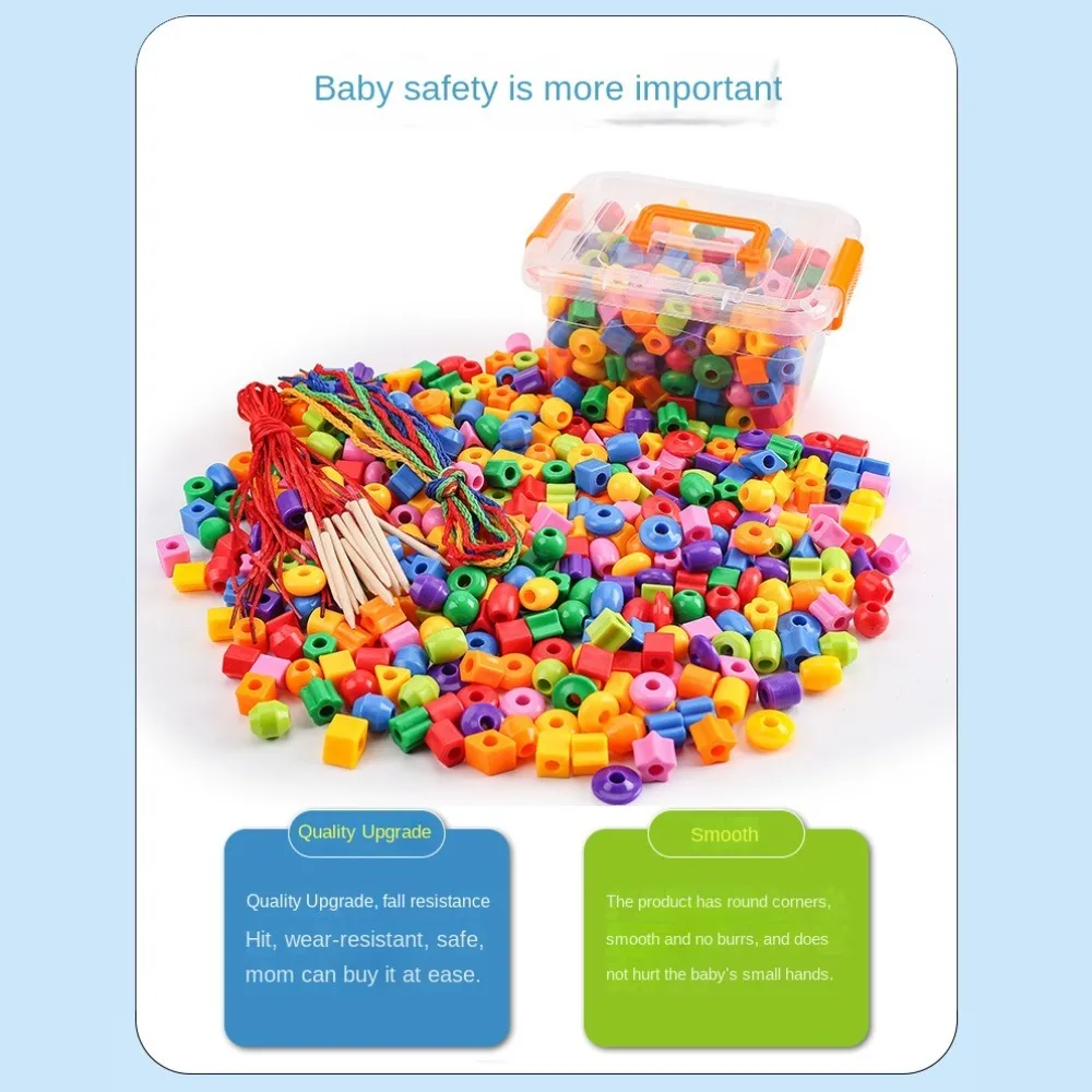 Stringing Toy Montessori Kids Primary Lacing Beads Crafts Training Toys Lacing Beads Toy Star Plastic Rainbow Lacing Beads Toys