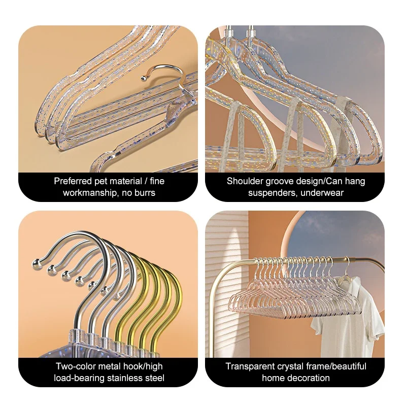 Transparent Acrylic Clothes Hanger Racks Wardrobe Hangers Clothes Drying Rack Clothing Hangers Closet Wardrobe Organizer 1PC