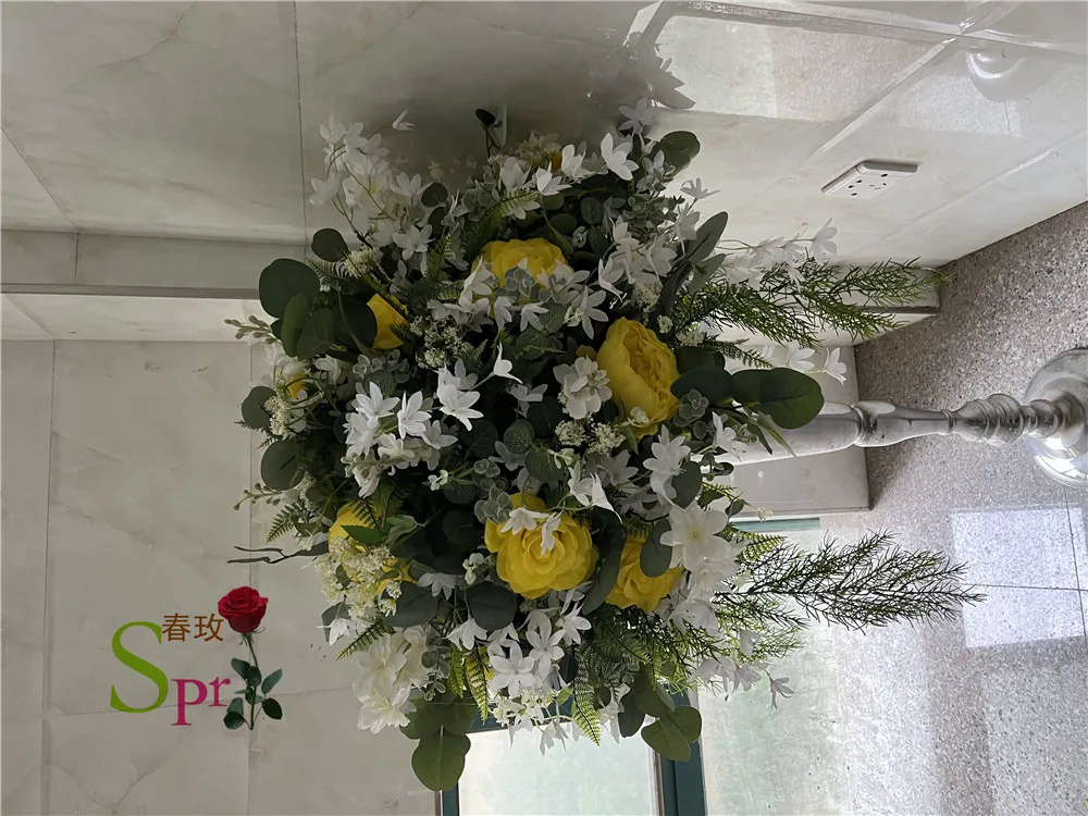 SPR Inexpensive Decorative Artificial Rose Orchid Hanging Wisteria Tulips Elegant Country Wedding Floral Arrangement