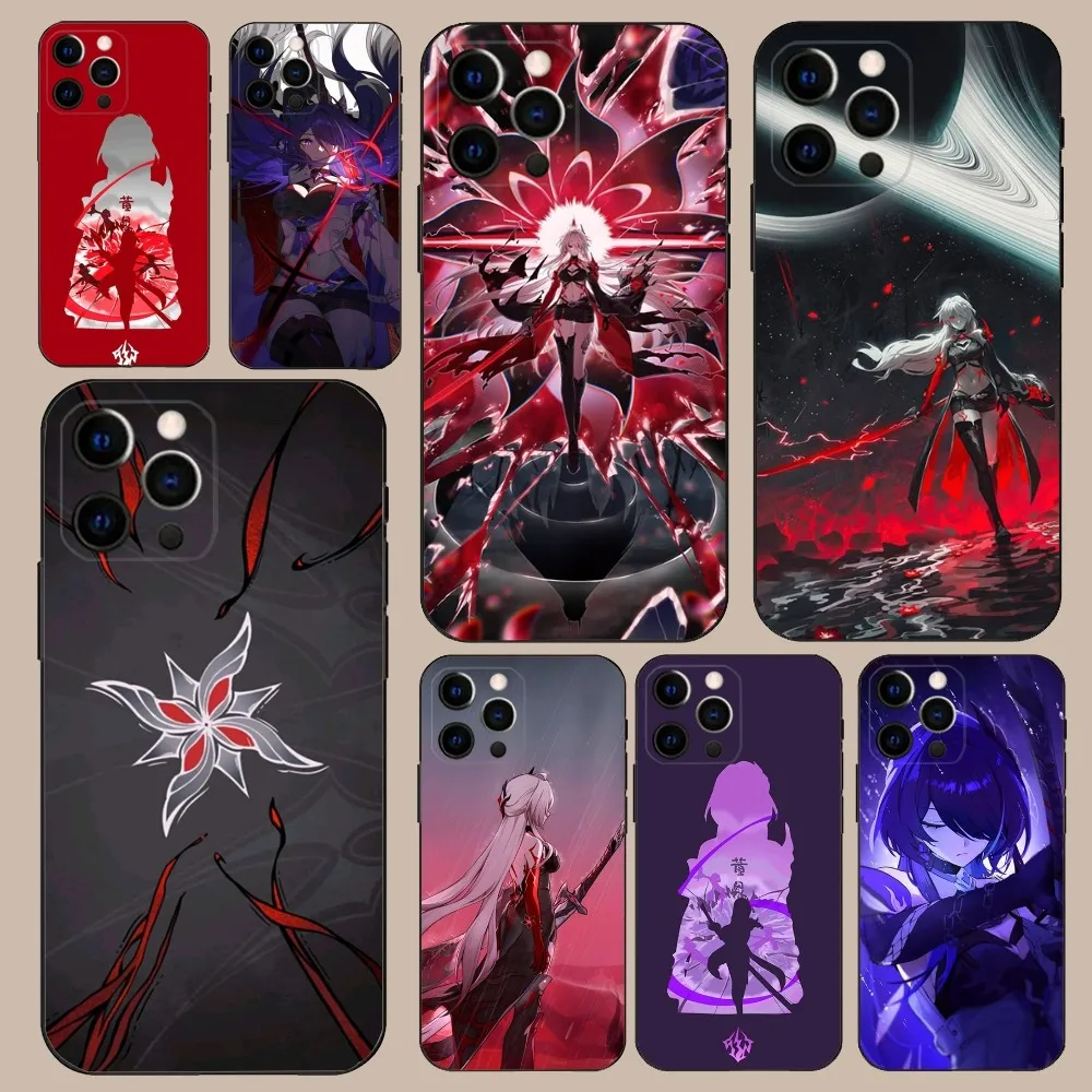 

Acheron Honkai Star Rail Phone Case For iPhone 16,15,14,13,12,11,Pro,X,XS,Max,XR,Plus,Mini Soft Black Cover