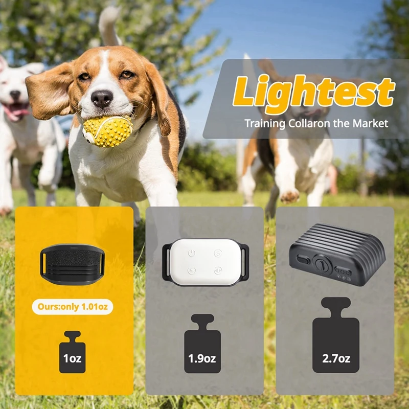 Smallest Lightest Training Collar For Small Dogs 5-15Lbs, With Shock, Vibration, Sound 3 Modes, Rechargeable