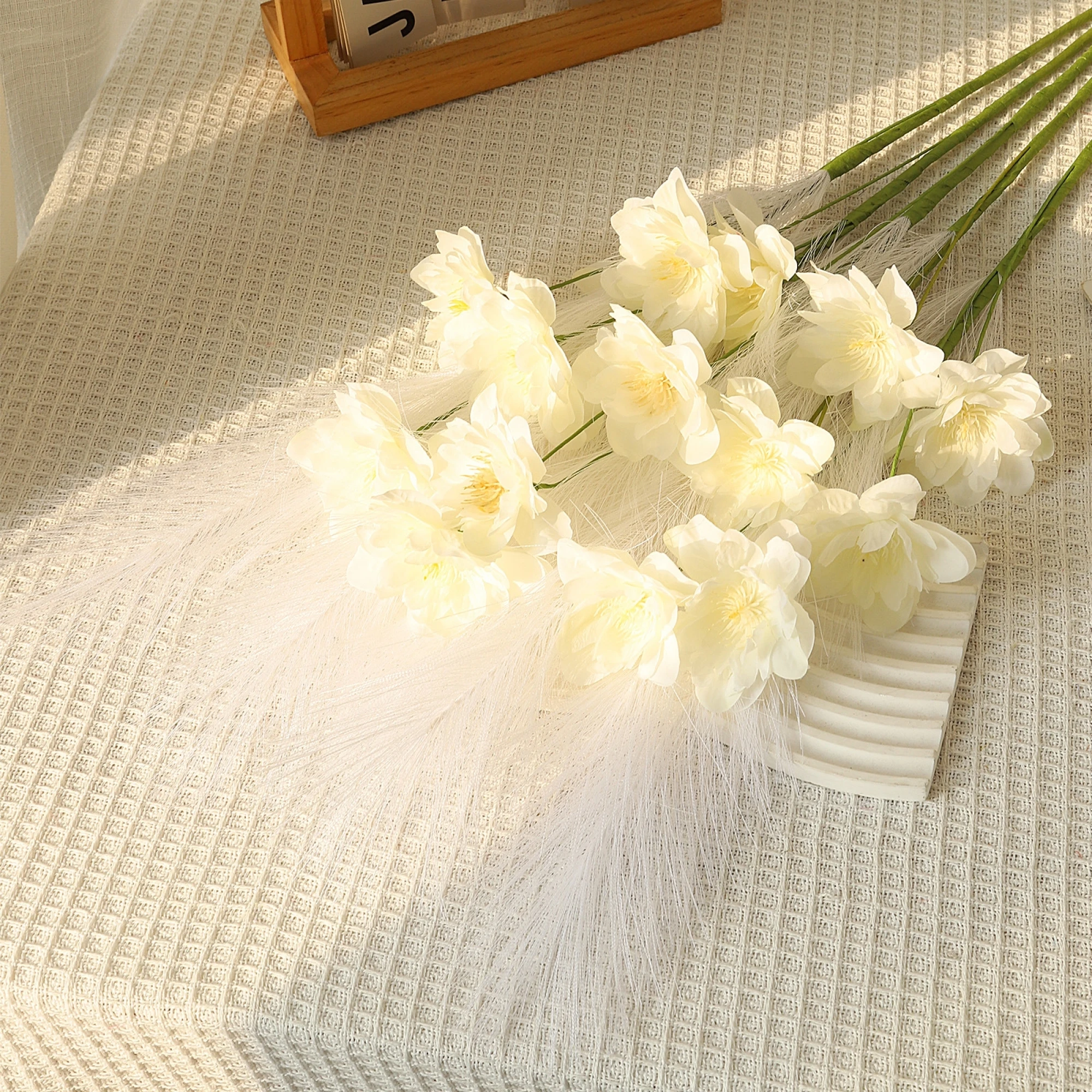 

Elegant Artificial Eucalyptus Leaves Garland with White Roses for Wedding and Home Decor Faux Greenery Vine for Wall