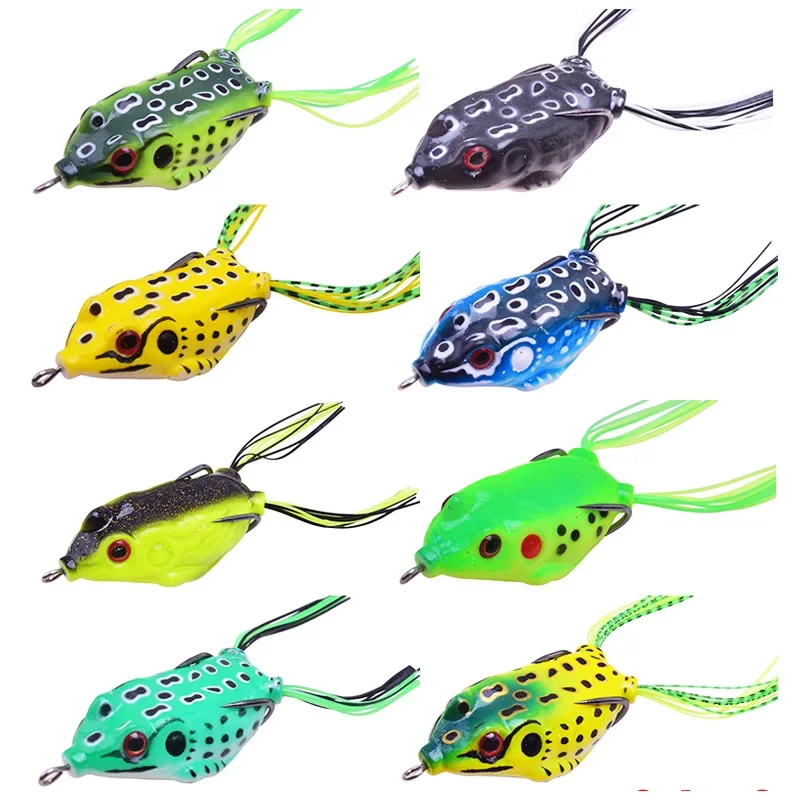 

8Pcs Mixing Colors Silicone Soft Frog Fishing Lures Set Catfish Topwater Trolling Soft Plastic Artificial Frog Baits With Hooks