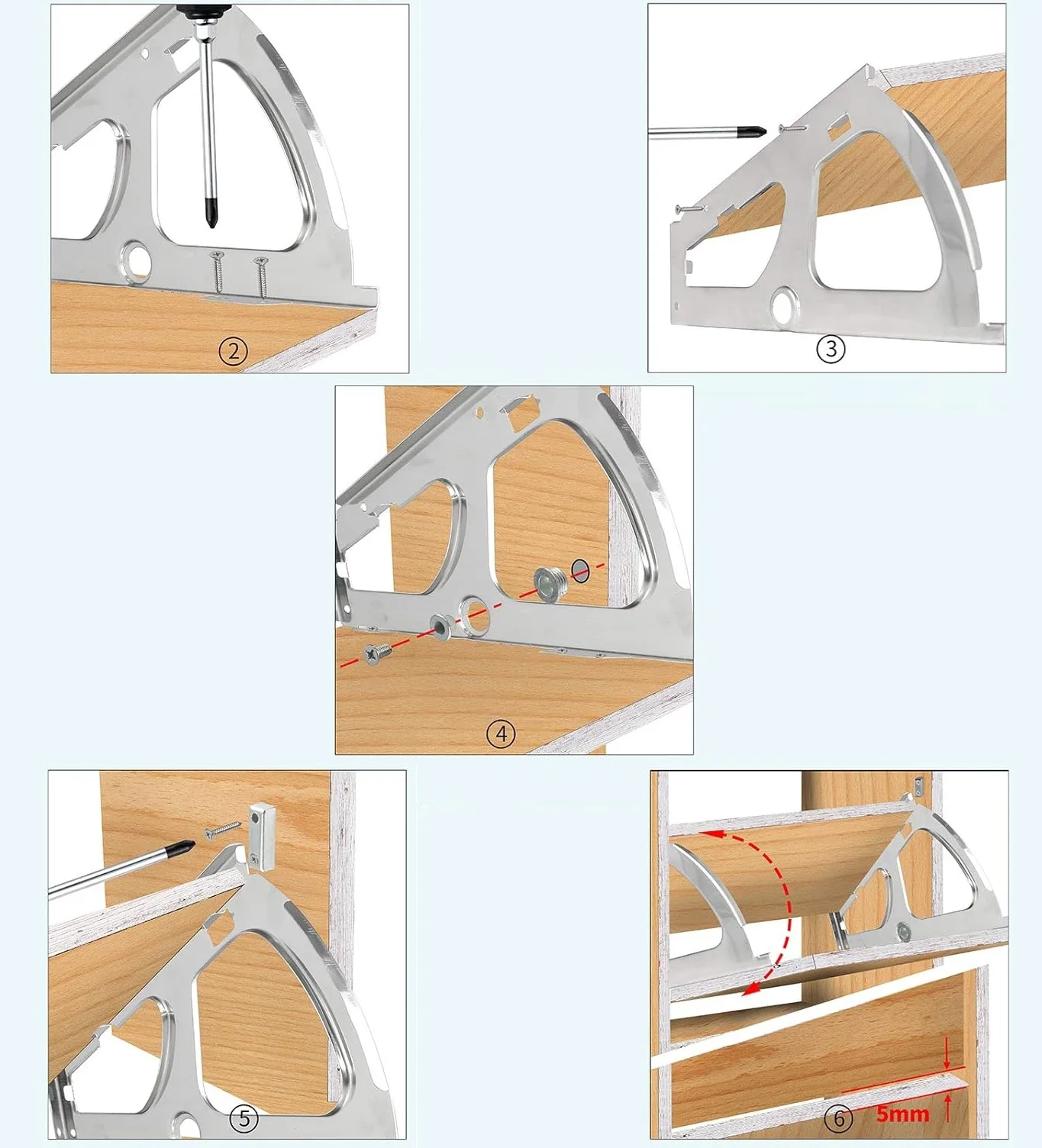 1Pair Steel Shoe Cabinet Hinge Flip-down Storage Shelves