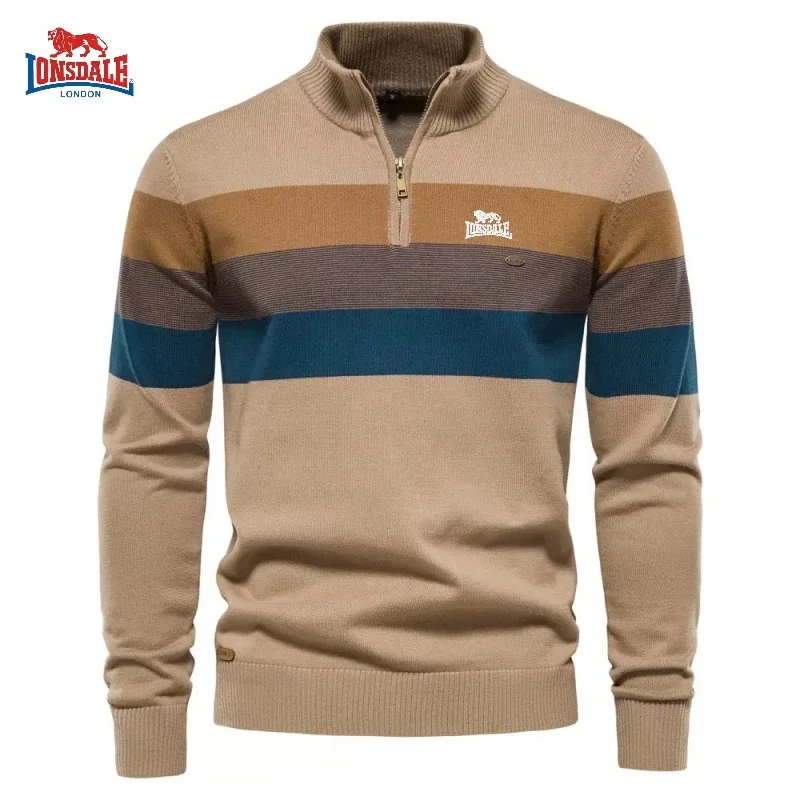 

Новый осенне-зимний мужской высококачественный вязаный свитер, полосатая рубашка-поло, модный, повседневный, теплый и универсальный топ