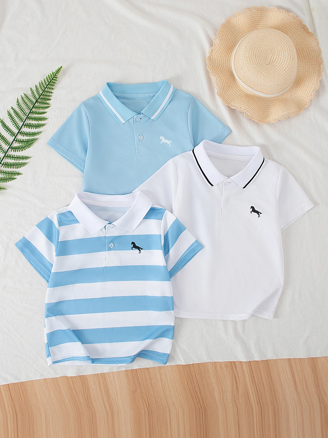3-teiliges Set aus frischen Sommer-Poloshirts für Jungen und Mädchen, vielseitig und attraktiv, kurzärmeliges Revers-T-Shirt – Detail 3