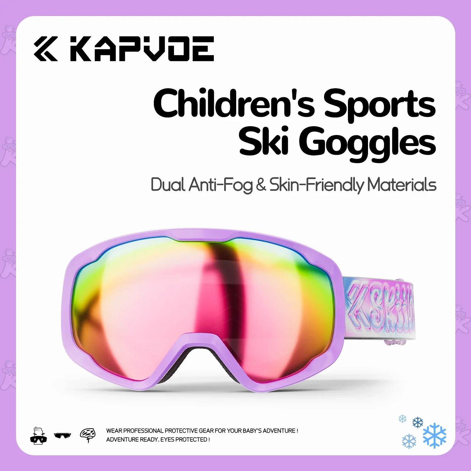 

Kapvoe Child Snow Goggles Cycling Glasses Anti-fog Lenses Youth Boy and Girl UV400 Protect Ski Goggles Winter Snowboard Goggles