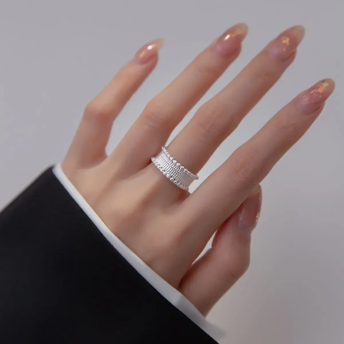 Trendy 925 Sterling Silver Fashion Wide Rings for Women Couple Wedding Engagement Simple Birthday Party Ring Fine Jewelry