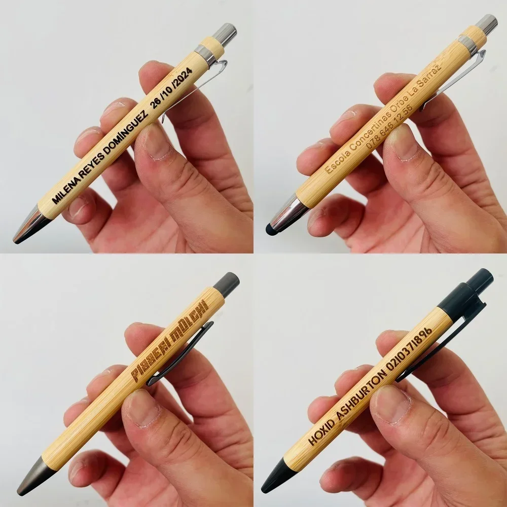 10/20/30/50-150pcs Bamboo Ballpoint Pen Custom Logo Advertising Gift Signature Pen Commercial Office Stationery School