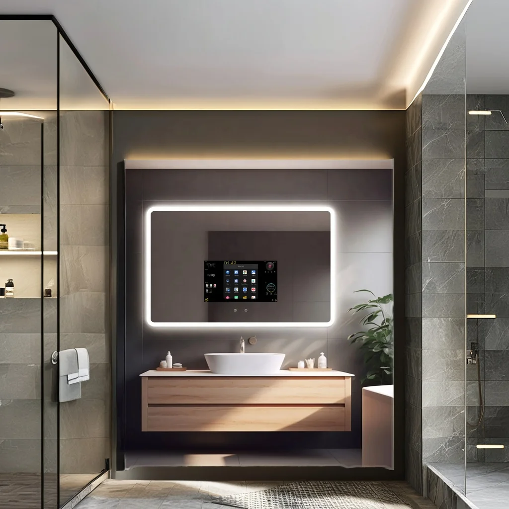 Bathnology Modern Touch Screen Smart Mirror TV Android LED Waterproof Bluetooth Wi-Fi Skin Condition Monitoring For Home Hotel