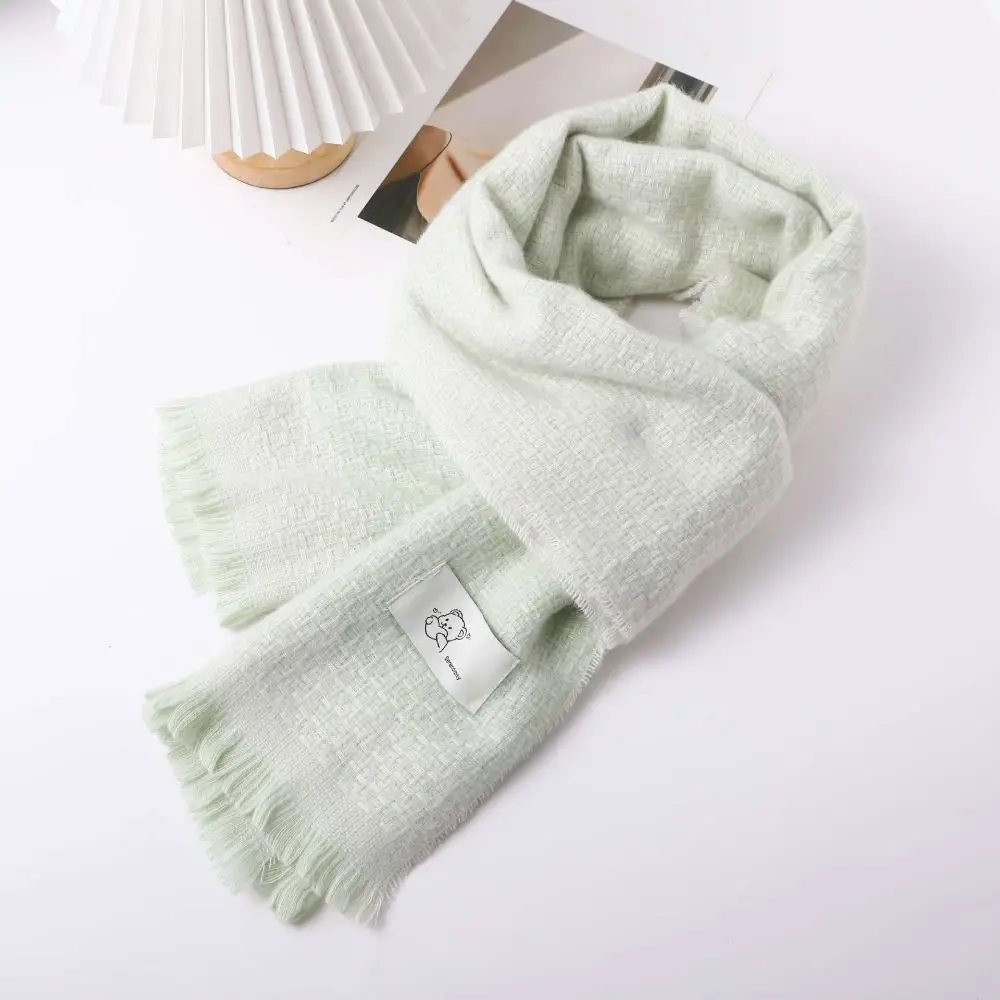 New Fashion Soft Cashmere Scarf Solid Color Thickened Neck Warmer Warm with Tassels Wrap Shawls for Women image 3