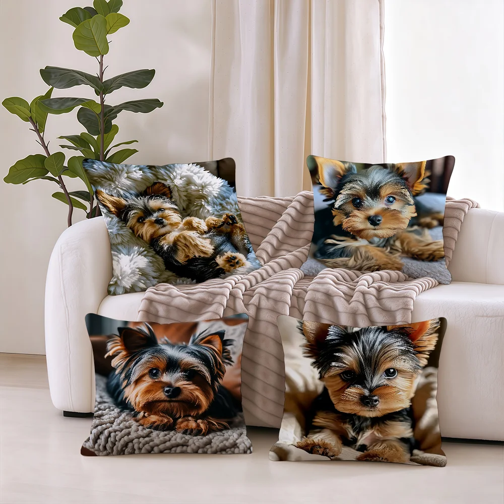 Cute Yorkshire Terrier Sleep cushion cover Square Office Bedroom Headboard Sofa Living Room Backrest Cushions Sleeping