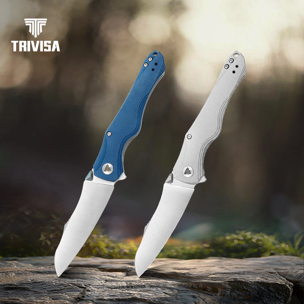 

TRIVISA EDC Folding Pocket Knife with Clip 14C28N Blade Micarta G10 Handle Camping Cutting Outdoor Survival High Quality Tools