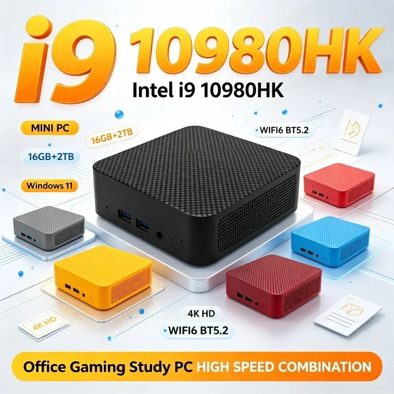 Mini PC Intel I9‑10980HK Windows11 16GB RAM Optional 1TB‑2TB SSD WiFi6 Bluetooth5.2 Mini Desktop Host For Home Office Daily Use