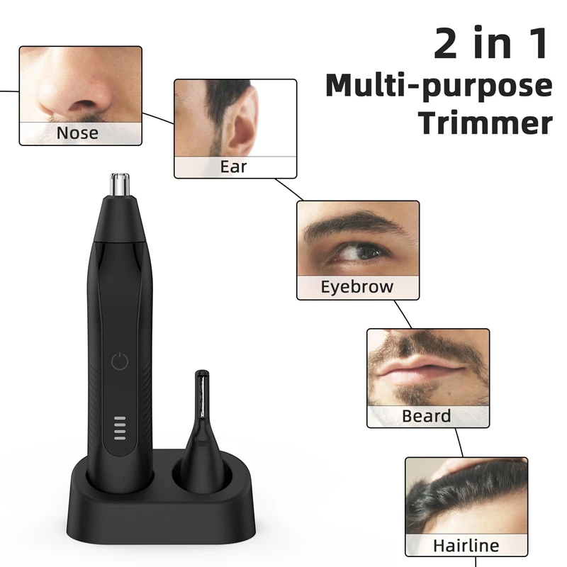 Nose Hair Trimmers for Men Rechargeable Eyebrow Trimmer 2 in1 Painless Multifunctional Ear and Nose Hair Trimmer Portable Design