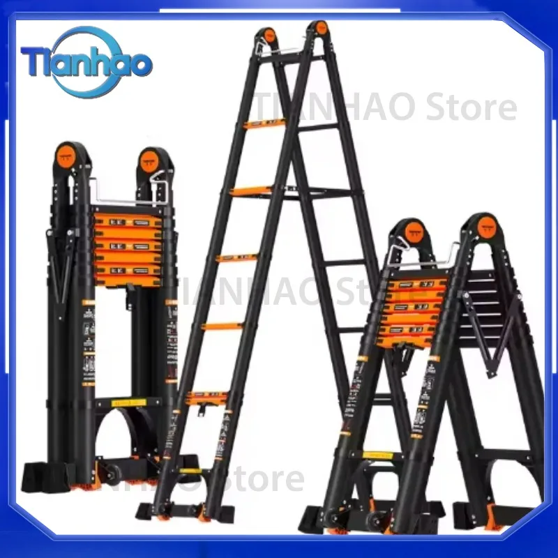 Foldable Aluminum Telescopic Ladder for Car Roof Access Compact Easy Store Multipurpose Step Ladder