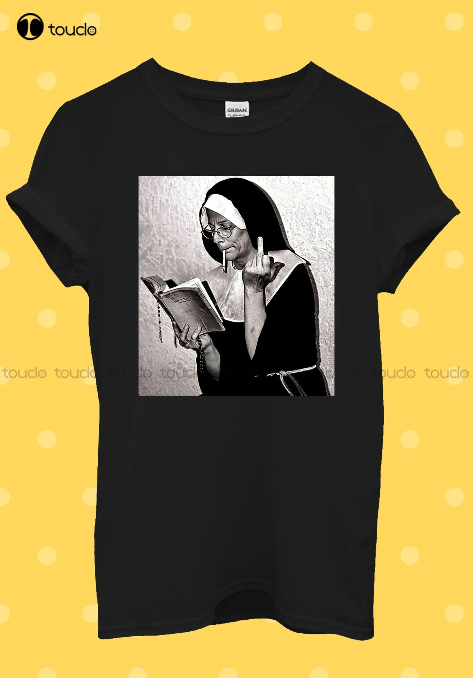 Nun Middle Finger Attitude Novelty T Shirt Men Women Unisex Custom Aldult Teen Unisex Digital Printing Tee Shirts Christmas Gift