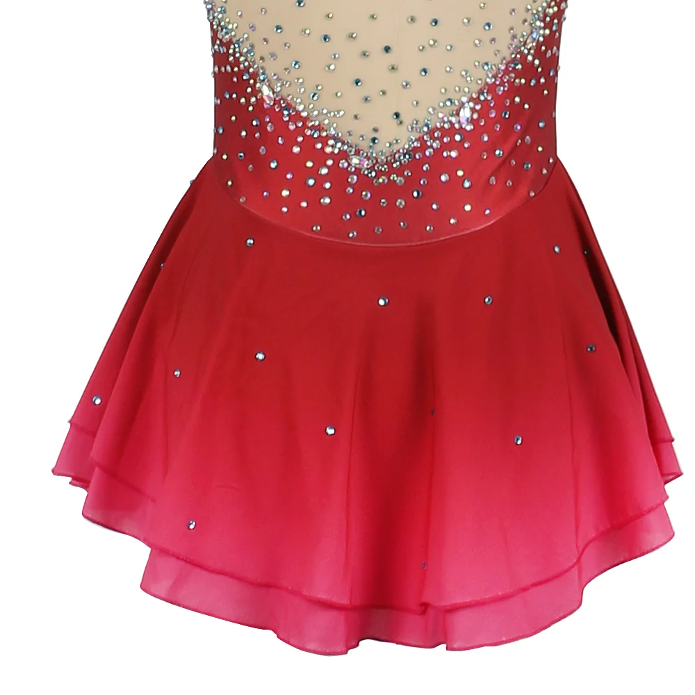 ZAGITOVA Eiskunstlaufkleid Damen Mädchen Eislaufrock Netzrock Kostüm Pfirsichrosa Farbverlauf